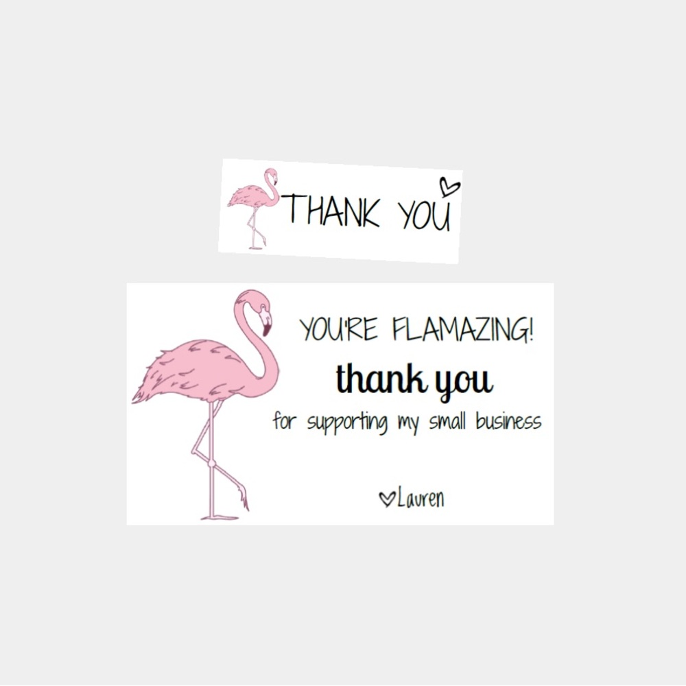 25. 🦩Flamingo Thank You Package Insert Cards Stickers - Picture 1 of 2